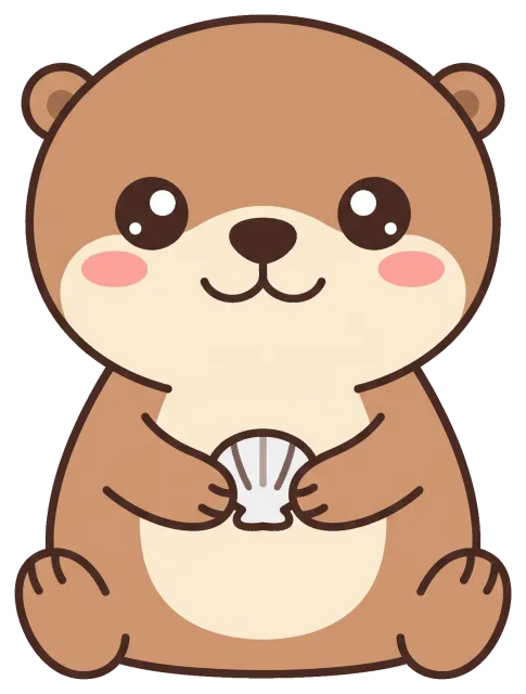 Cute cartoon otter holding a seashell
