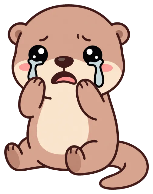 Cute crying otter with big teary eyes