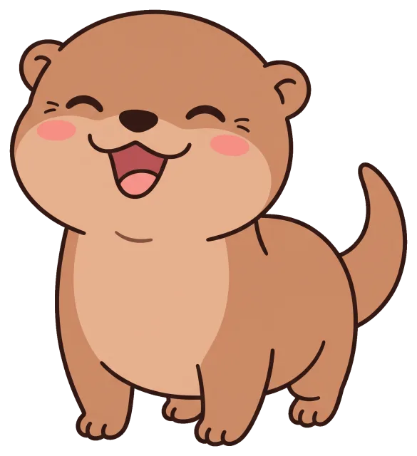 Cute smiling cartoon otter with rosy cheeks