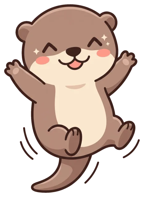 Happy cartoon otter jumping with joy