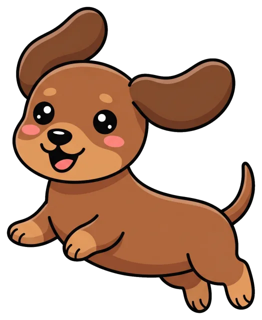 Cute happy dachshund puppy with big eyes and floppy ears