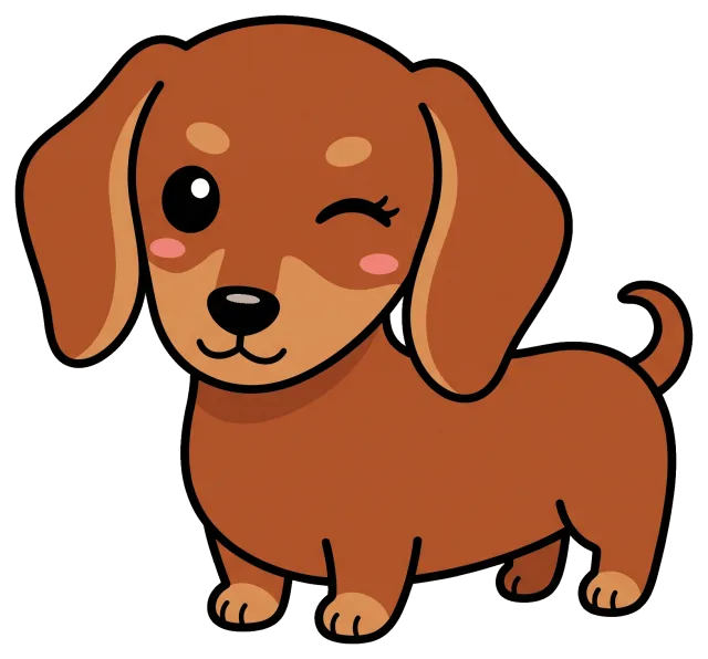Cute winking dachshund puppy with brown fur
