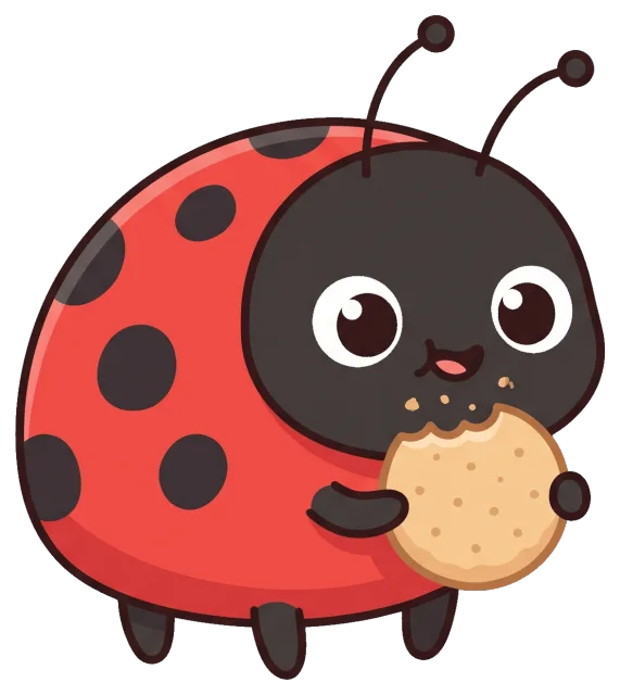 Cute ladybug eating a cookie cartoon