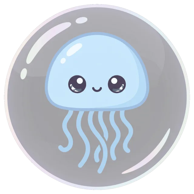 Cute blue jellyfish with smiling face