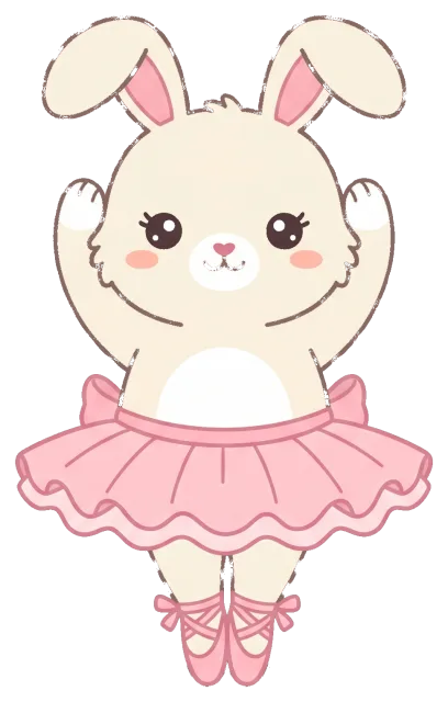 Cute bunny wearing pink ballerina tutu and shoes