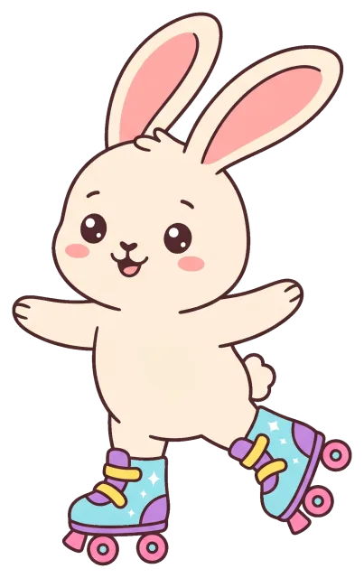 Cute Bunny Wearing Roller Skates