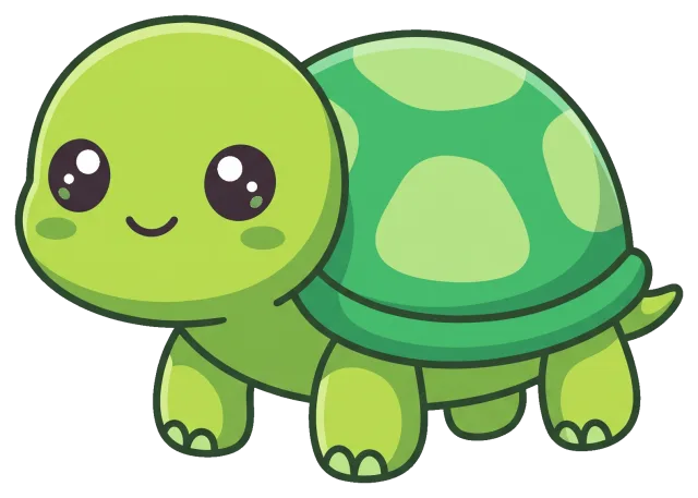 Cute cartoon baby turtle with big eyes