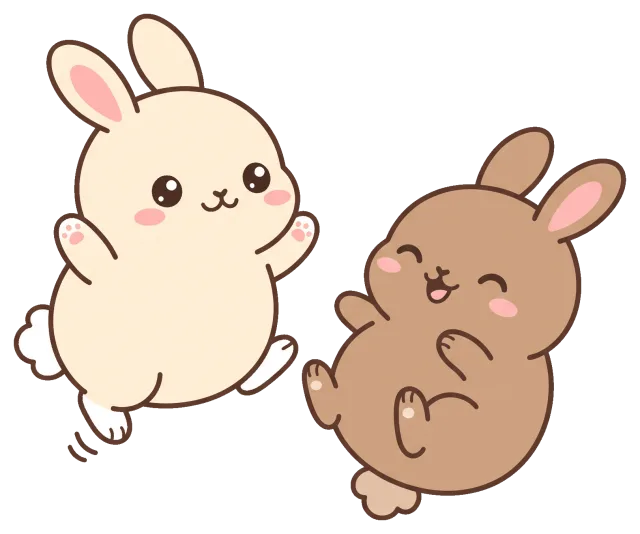 Cute cartoon bunnies playing together