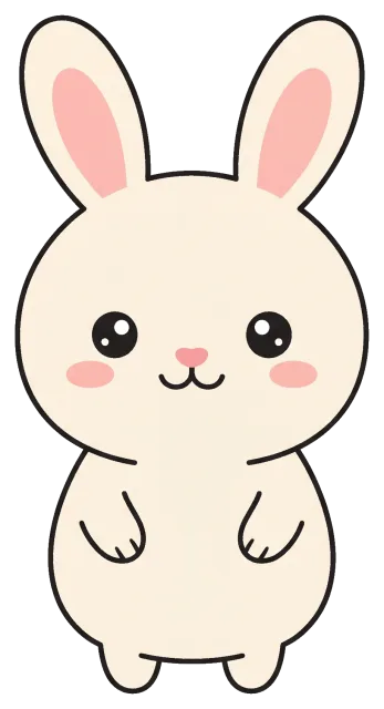 Cute cartoon bunny with pink cheeks and big eyes