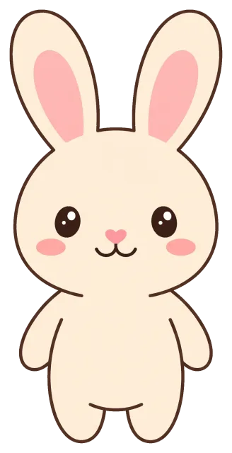 Cute cartoon bunny with pink ears and cheeks