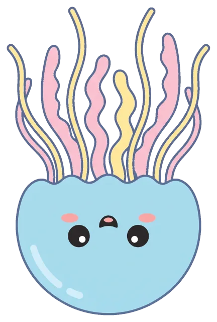 Cute cartoon jellyfish with colorful tentacles