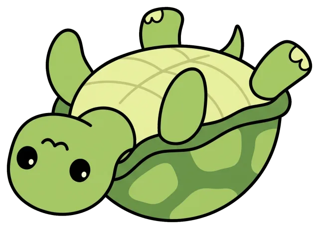 Cute cartoon turtle lying on its back