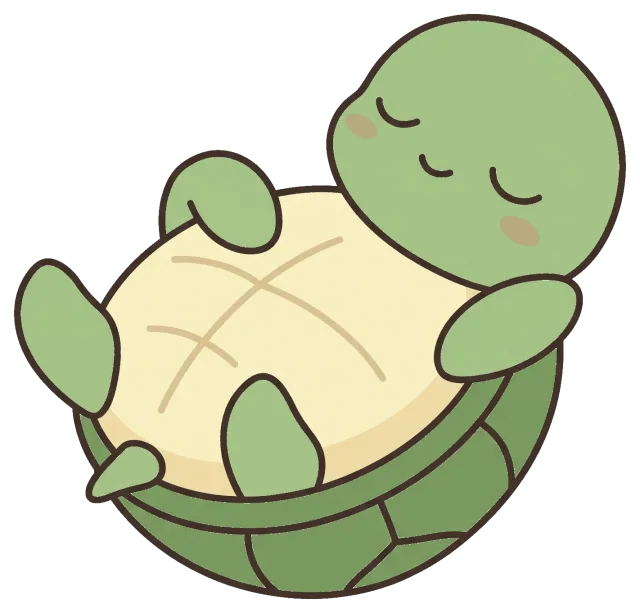 Cute cartoon turtle sleeping on its back