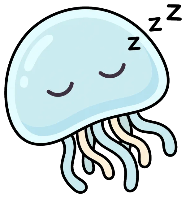 Cute sleeping jellyfish with closed eyes and zzz