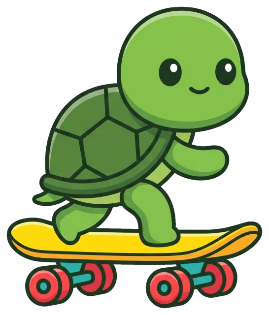 Cute turtle riding a skateboard