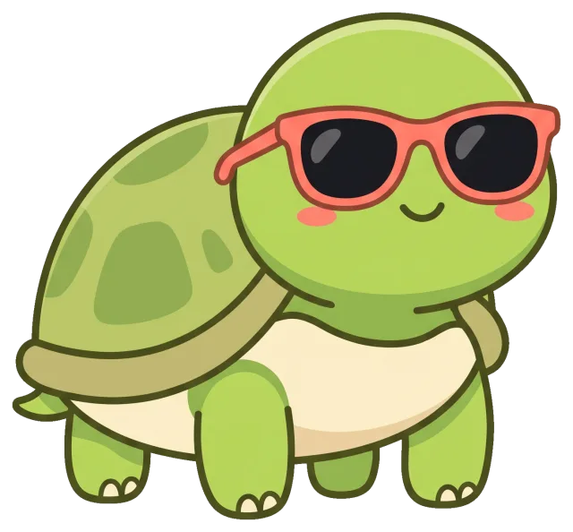 Cute turtle wearing sunglasses with a smile