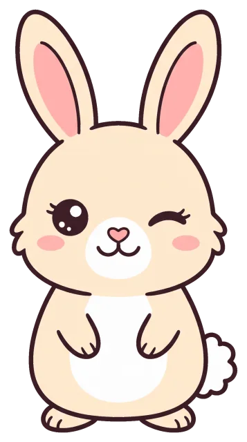 Cute winking cartoon bunny with pink cheeks