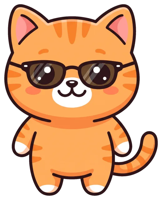 Cool orange cat wearing sunglasses cartoon character