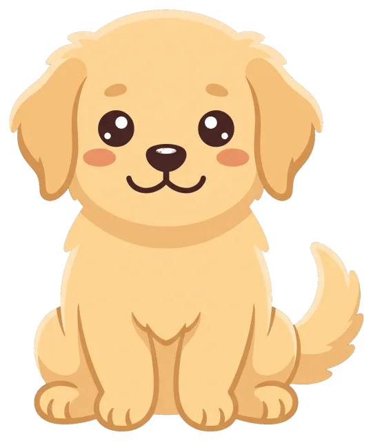 Cute cartoon golden retriever puppy sitting