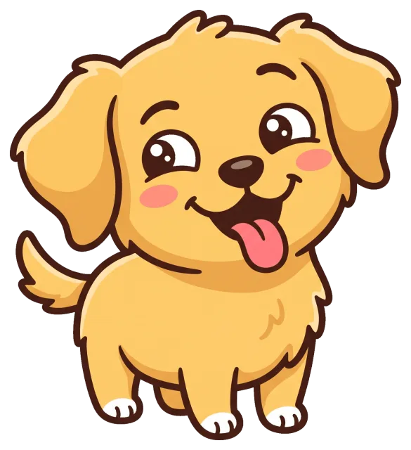 Cute happy cartoon puppy with tongue out