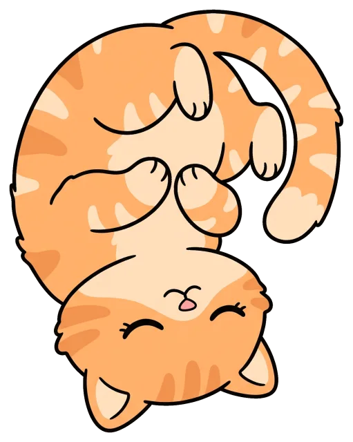 Cute orange cat lying on its back with eyes closed