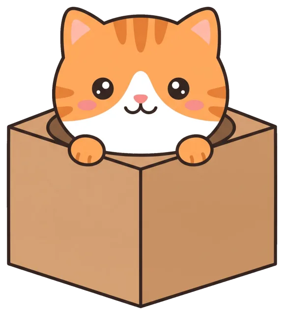 Cute orange cat peeking out of a cardboard box