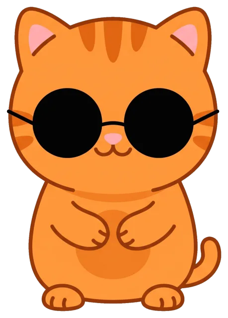 Cute orange cat wearing black round sunglasses