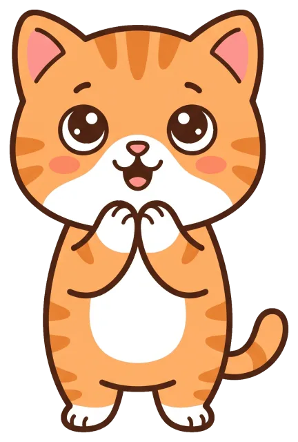 Cute orange cat with big eyes and happy expression