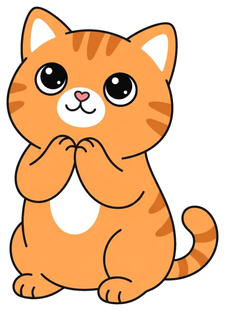 Cute orange cat with big eyes and heart-shaped nose
