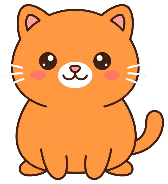 Cute orange cat with big eyes and pink cheeks