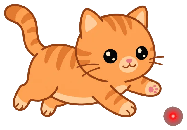 Cute playful orange cat cartoon with big eyes