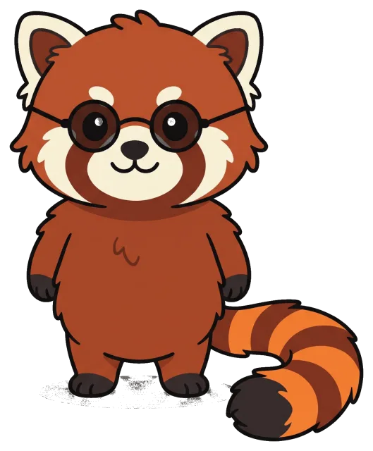 Cute red panda wearing round sunglasses