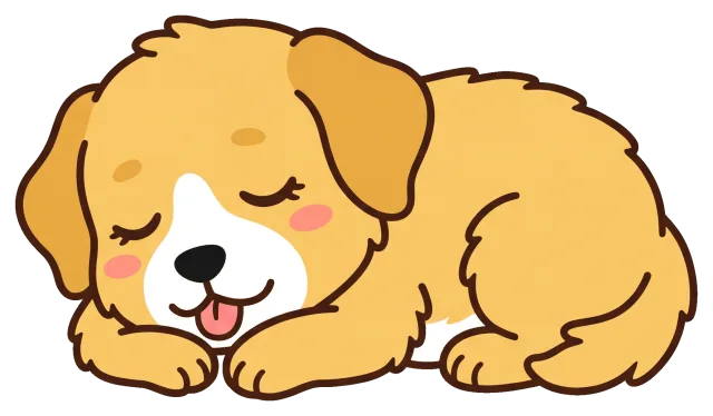Cute sleeping golden retriever puppy with tongue out
