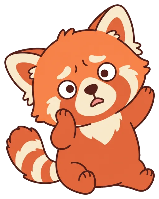 Cute worried red panda cartoon character