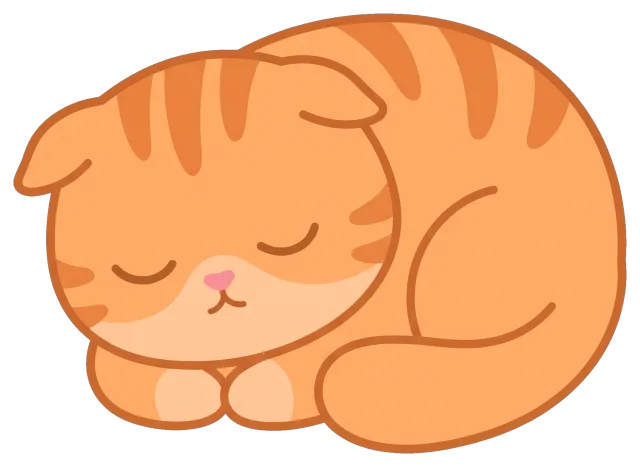 Sleeping orange cat curled up peacefully