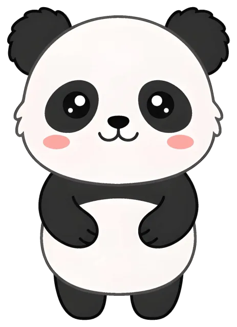Cute cartoon panda with rosy cheeks