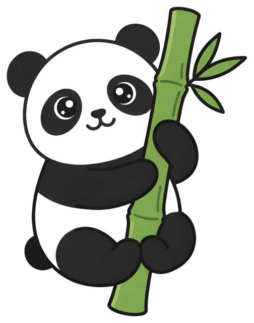 Cute panda hugging a bamboo stalk