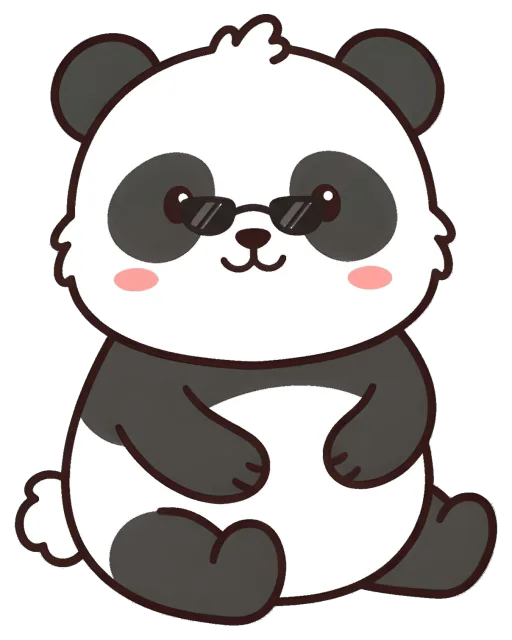 Cute panda wearing sunglasses sitting down