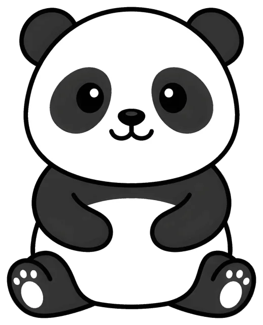 Cute sitting cartoon panda with big eyes