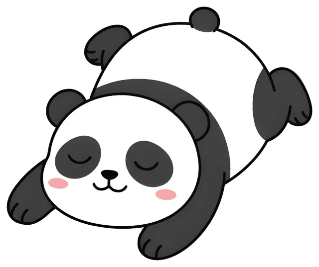 Cute sleeping panda cartoon with rosy cheeks