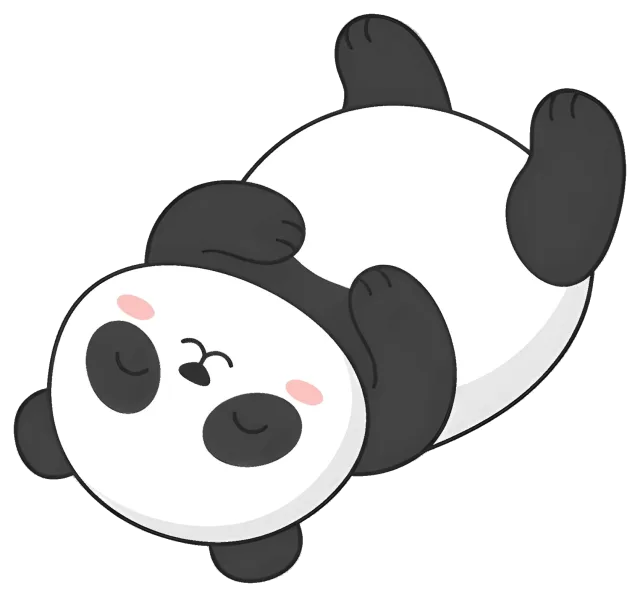 Cute sleeping panda lying on its back