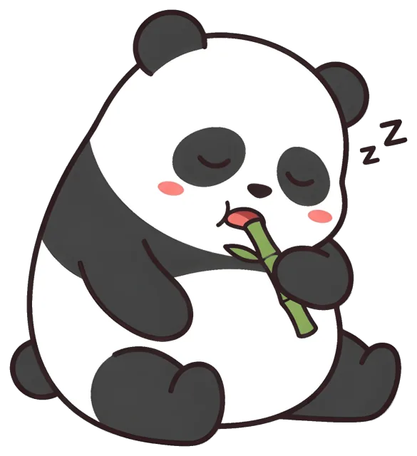 Sleeping panda eating bamboo with zzz sign