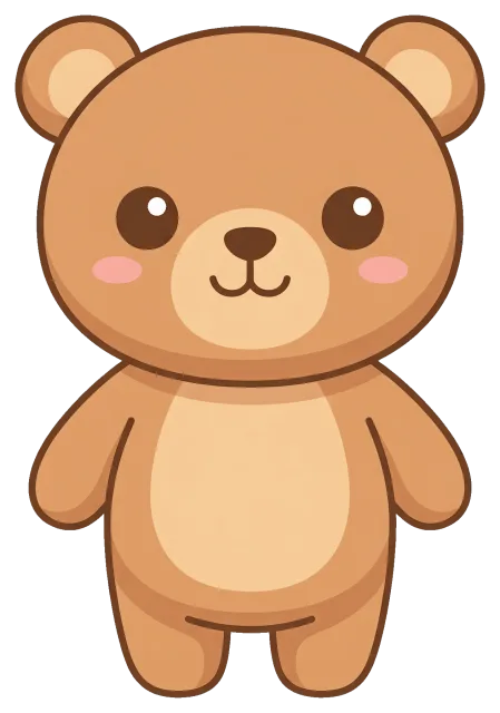 Cute cartoon teddy bear with pink cheeks