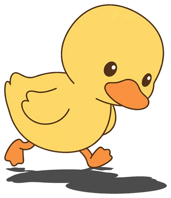 Cute cartoon yellow duck walking