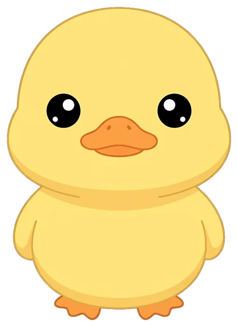Cute cartoon yellow duck with big eyes
