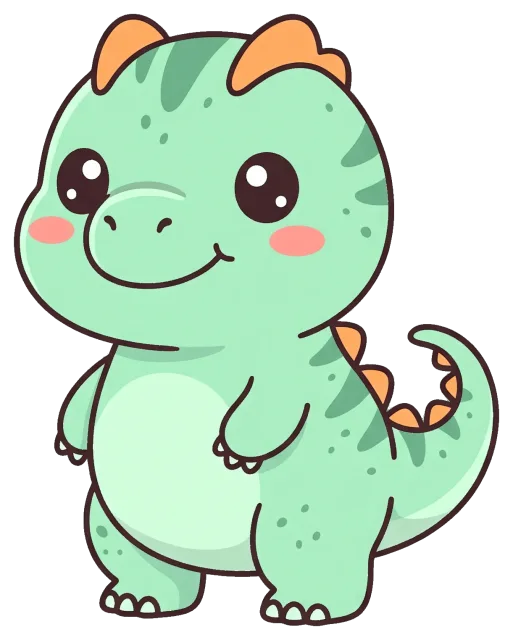Cute Cartoon Allosaurus Dinosaur with Orange Spikes