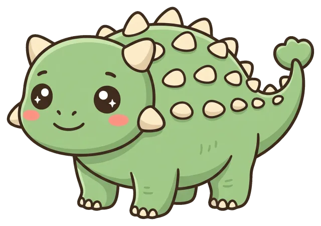 Cute cartoon ankylosaur with big eyes and spikes
