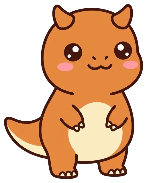 Cute cartoon Carnotaurus with big eyes and small horns