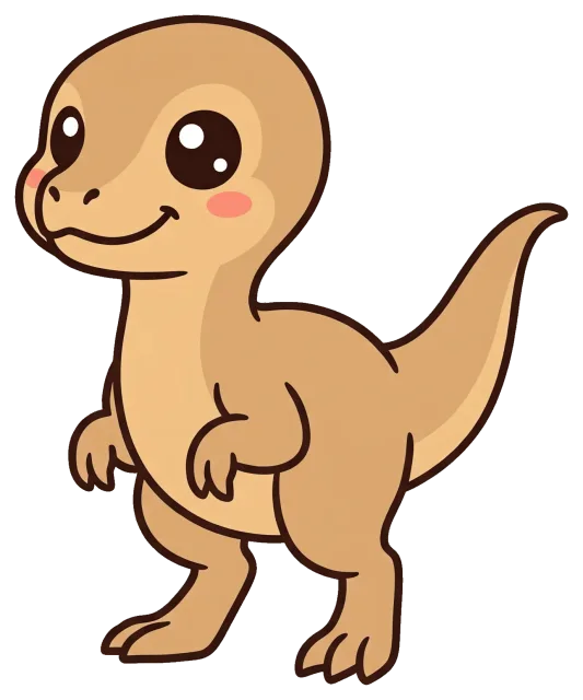 Cute cartoon Deinonychus dinosaur with big eyes