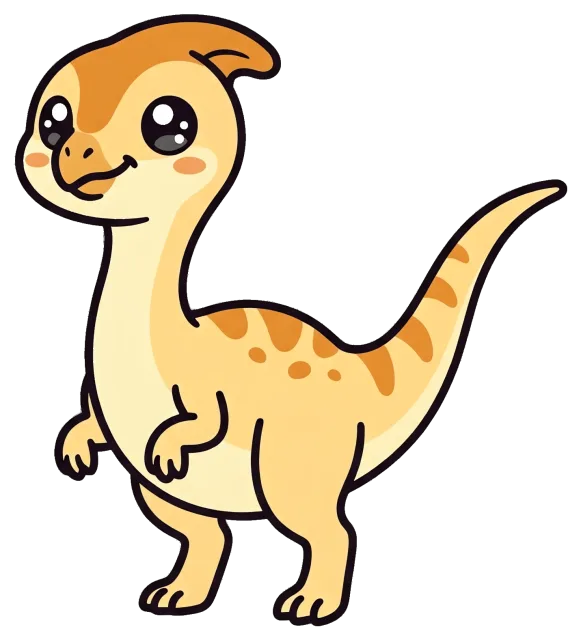 Cute cartoon Gallimimus dinosaur with big eyes